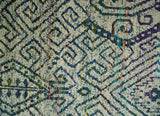 8x10 Hand Knotted Beige and Blue Persian Recycled Silk Area Rug