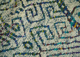 8x10 Hand Knotted Beige and Blue Persian Recycled Silk Area Rug