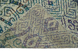 8x10 Hand Knotted Beige and Blue Persian Recycled Silk Area Rug