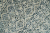 8x10 Hand Knotted Beige, Gray and Blue Modern Contemporary Southwestern Tribal Trellis Recycled Silk Area Rug | OP44