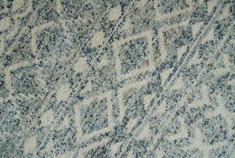 8x10 Hand Knotted Beige, Gray and Blue Modern Contemporary Southwestern Tribal Trellis Recycled Silk Area Rug | OP44