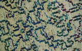 8x10 Hand Knotted Beige, Ivory and Blue Persian Recycled Silk Area Rug