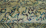 8x10 Hand Knotted Beige, Ivory and Blue Persian Recycled Silk Area Rug