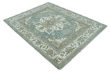 8x10 Hand Knotted Beige, Ivory and Gray Traditional Turkish Design Wool Area Rug