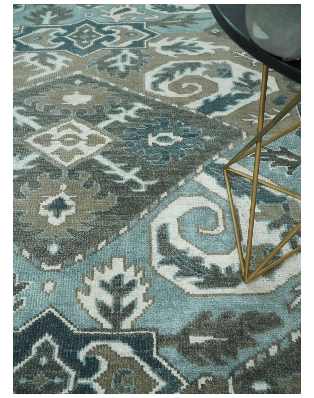 8x10 Hand Knotted Blue and Brown Traditional Persian Wool Rug