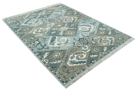 8x10 Hand Knotted Blue and Brown Traditional Persian Wool Rug