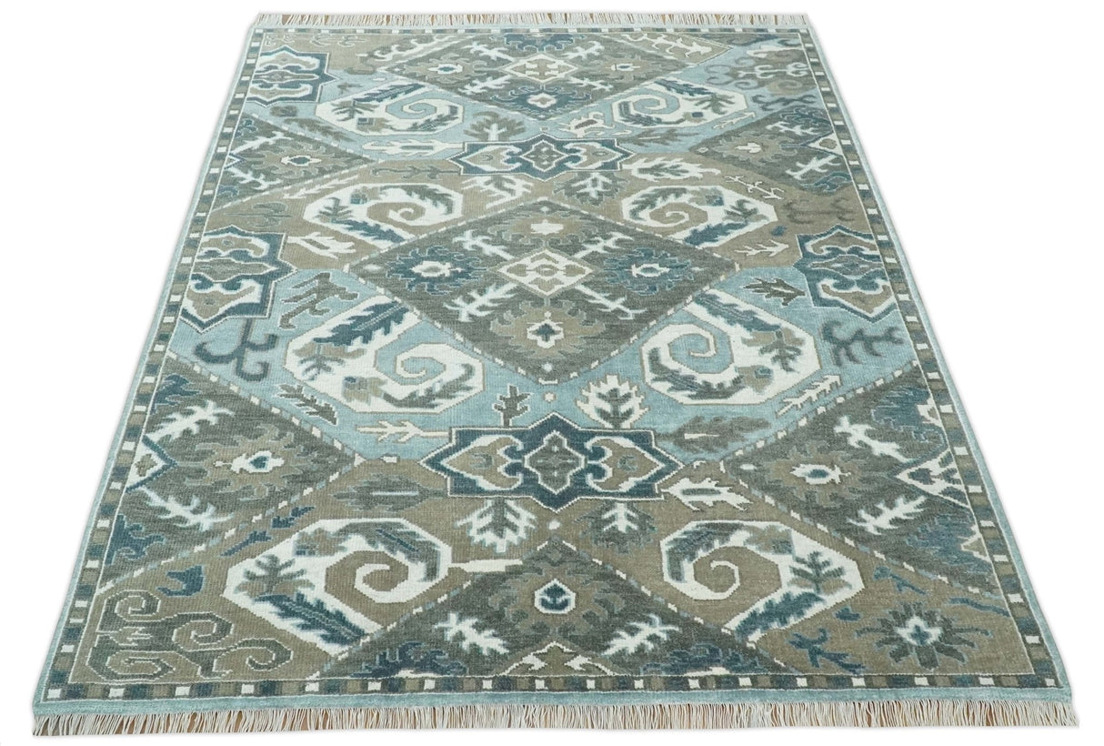 8x10 Hand Knotted Blue and Brown Traditional Persian Wool Rug
