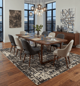 8x10 Hand Knotted Charcoal And Beige Modern Contemporary Recycled Silk Area Rug
