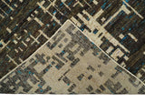 8x10 Hand Knotted Charcoal And Beige Modern Contemporary Recycled Silk Area Rug