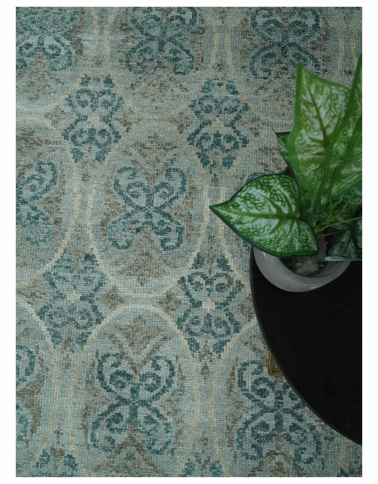 8x10 Hand Knotted Gray, Blue and Brown Modern Contemporary Recycled Silk Area Rug