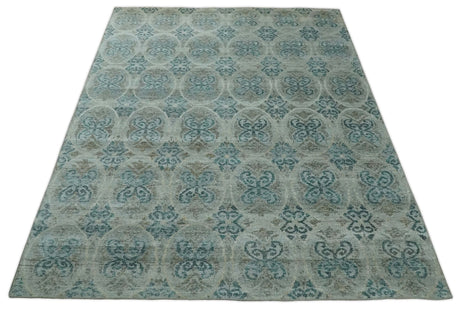 8x10 Hand Knotted Gray, Blue and Brown Modern Contemporary Recycled Silk Area Rug