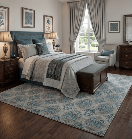 8x10 Hand Knotted Gray, Blue and Brown Modern Contemporary Recycled Silk Area Rug
