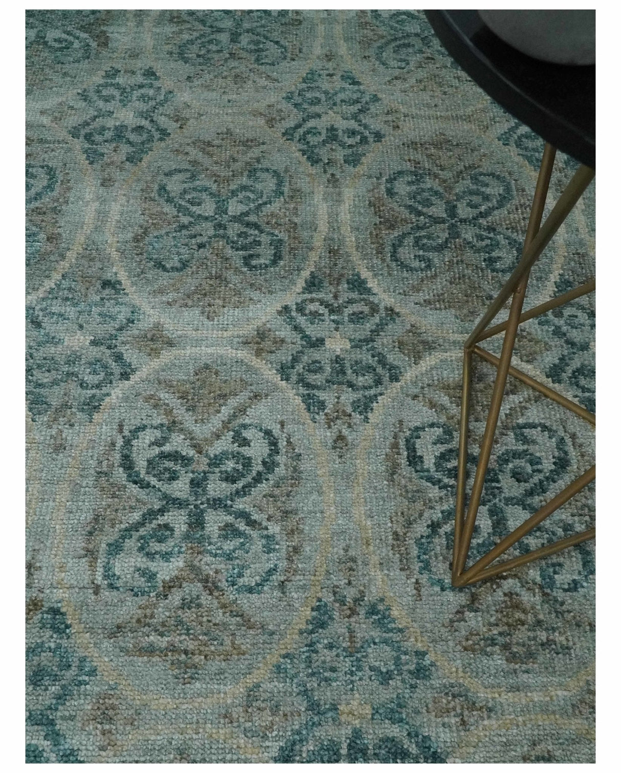8x10 Hand Knotted Gray, Blue and Brown Modern Contemporary Recycled Silk Area Rug