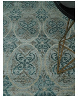 8x10 Hand Knotted Gray, Blue and Brown Modern Contemporary Recycled Silk Area Rug