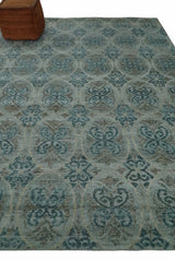 8x10 Hand Knotted Gray, Blue and Brown Modern Contemporary Recycled Silk Area Rug