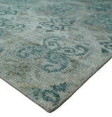 8x10 Hand Knotted Gray, Blue and Brown Modern Contemporary Recycled Silk Area Rug