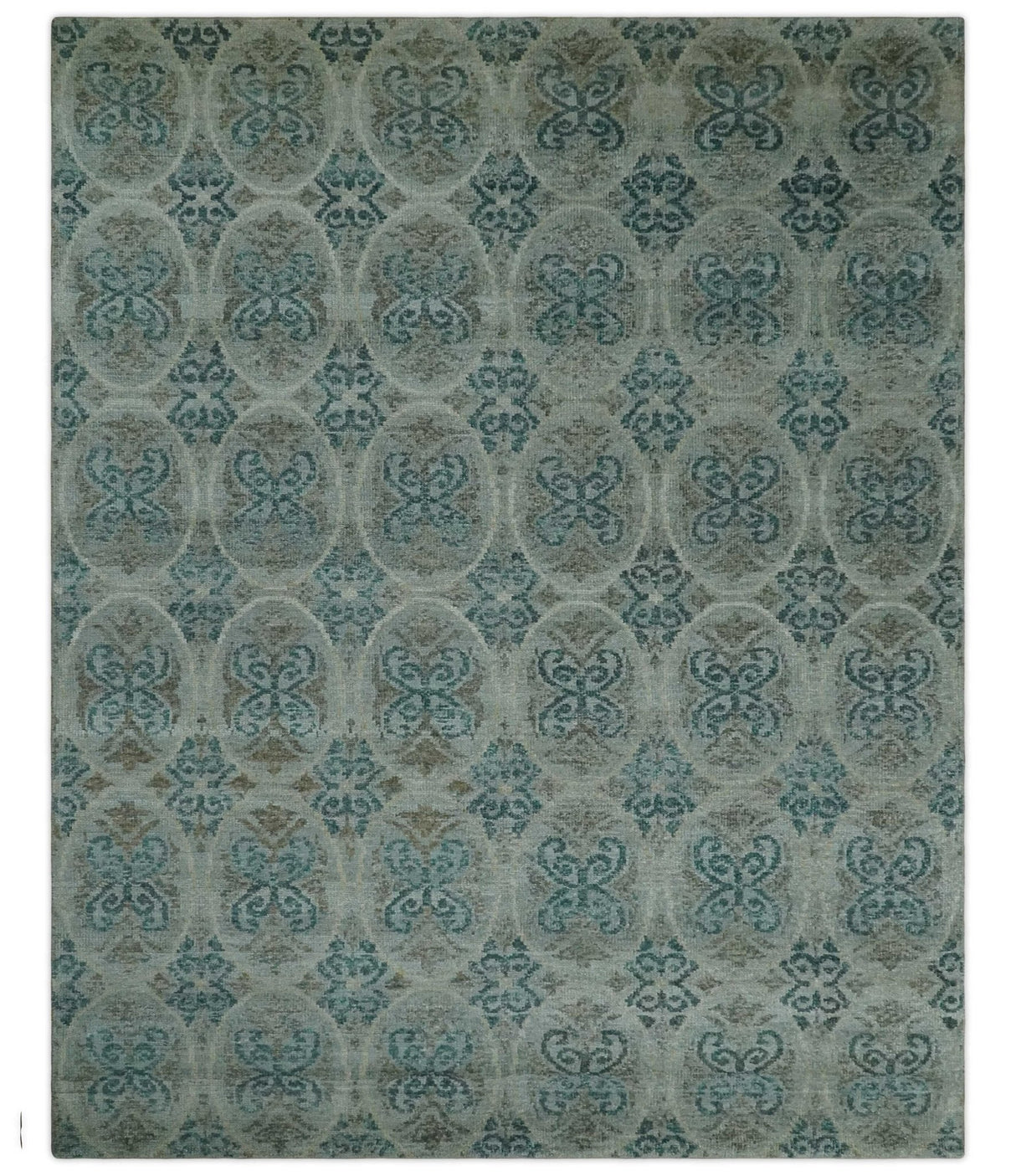 8x10 Hand Knotted Gray, Blue and Brown Modern Contemporary Recycled Silk Area Rug