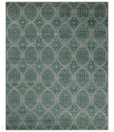 8x10 Hand Knotted Gray, Blue and Brown Modern Contemporary Recycled Silk Area Rug
