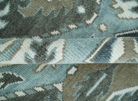 8x10 Hand Knotted Gray, Blue and Ivory Traditional Persian Oushak Wool Rug | AC6810