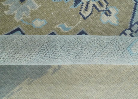 8x10 Hand Knotted Heriz Serapi Blue, Beige and Brown Traditional Antique Persian Area Rug | AC29810