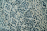 8x10 Hand Knotted Ivory and Blue Modern Contemporary Southwestern Tribal Trellis Recycled Silk Area Rug