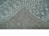 8x10 Hand Knotted Ivory and Blue Modern Contemporary Southwestern Tribal Trellis Recycled Silk Area Rug