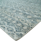 8x10 Hand Knotted Ivory and Blue Modern Contemporary Southwestern Tribal Trellis Recycled Silk Area Rug