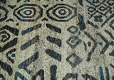 8x10 Hand Knotted Ivory and Charcoal Modern Contemporary Recycled Silk Area Rug