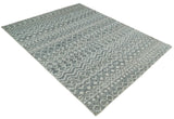 8x10 Hand Knotted Ivory and Gray Modern Contemporary Southwestern Tribal Trellis Recycled Silk Area Rug