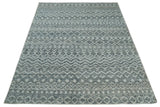 8x10 Hand Knotted Ivory and Gray Modern Contemporary Southwestern Tribal Trellis Recycled Silk Area Rug