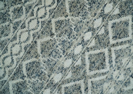 8x10 Hand Knotted Ivory and Gray Modern Contemporary Southwestern Tribal Trellis Recycled Silk Area Rug