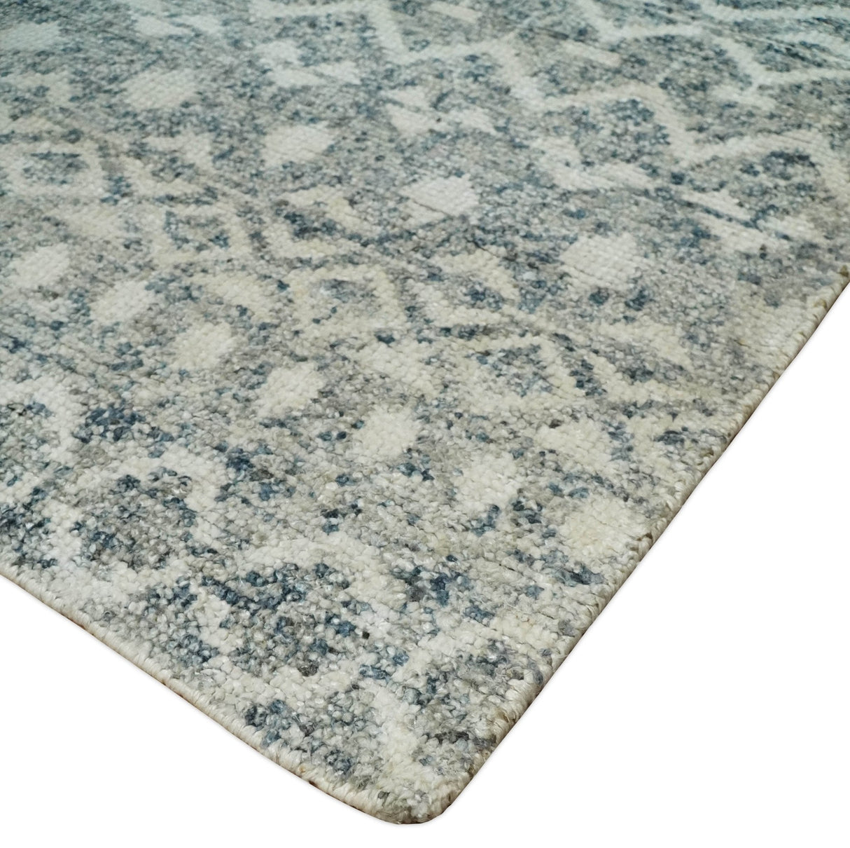 8x10 Hand Knotted Ivory and Gray Modern Contemporary Southwestern Tribal Trellis Recycled Silk Area Rug