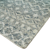 8x10 Hand Knotted Ivory and Gray Modern Contemporary Southwestern Tribal Trellis Recycled Silk Area Rug