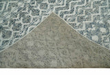 8x10 Hand Knotted Ivory and Gray Modern Contemporary Southwestern Tribal Trellis Recycled Silk Area Rug