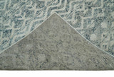 8x10 Hand Knotted Ivory, Gray and Blue Modern Contemporary Southwestern Tribal Trellis Recycled Silk Area Rug