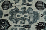 8x10 Hand Knotted Ivory, Teal and Black Contemporary Recycled Silk Area Rug