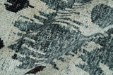 8x10 Hand Knotted Ivory, Teal and Black Contemporary Recycled Silk Area Rug