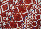 8x10 Hand Knotted Maroon and White Modern Contemporary Southwestern Recycled Silk Area Rug
