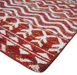 8x10 Hand Knotted Maroon and White Modern Contemporary Southwestern Recycled Silk Area Rug
