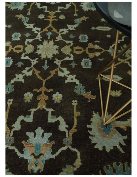 8x10 Hand Knotted Olive and Green Traditional Persian Oushak Wool Rug | AC3810