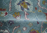 8x10 Hand Knotted Oriental Oushak Gray and Silver Wool Area Rug