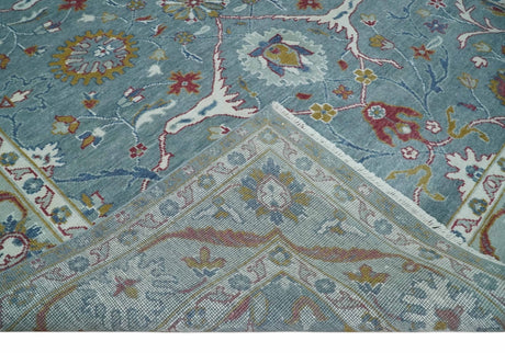 8x10 Hand Knotted Oriental Oushak Gray and Silver Wool Area Rug