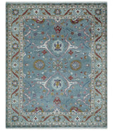 8x10 Hand Knotted Oriental Oushak Gray and Silver Wool Area Rug