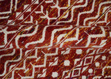 8x10 Hand Knotted Red and White Modern Contemporary Southwestern Tribal Trellis Recycled Silk Area Rug