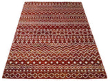 8x10 Hand Knotted Rust, Gold and White Modern Contemporary Southwestern Tribal Trellis Recycled Silk Area Rug
