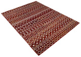 8x10 Hand Knotted Rust, Gold and White Modern Contemporary Southwestern Tribal Trellis Recycled Silk Area Rug