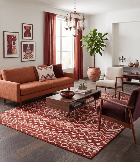 8x10 Hand Knotted Rust, Gold and White Modern Contemporary Southwestern Tribal Trellis Recycled Silk Area Rug