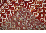 8x10 Hand Knotted Rust, Gold and White Modern Contemporary Southwestern Tribal Trellis Recycled Silk Area Rug