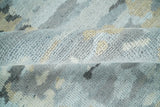 8x10 Hand Knotted Silver and Beige Modern Abstract Low Pile Wool Rug