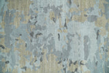 8x10 Hand Knotted Silver and Beige Modern Abstract Low Pile Wool Rug